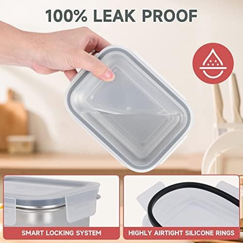 12PC 304 Stainless Steel Food Storage Containers with Lids Leakproof, Meal Prep Container Airtight, Lunch Boxes, Kimchi Containers for food storage Nestable | Oven/Dishwsher/Freezer Safe