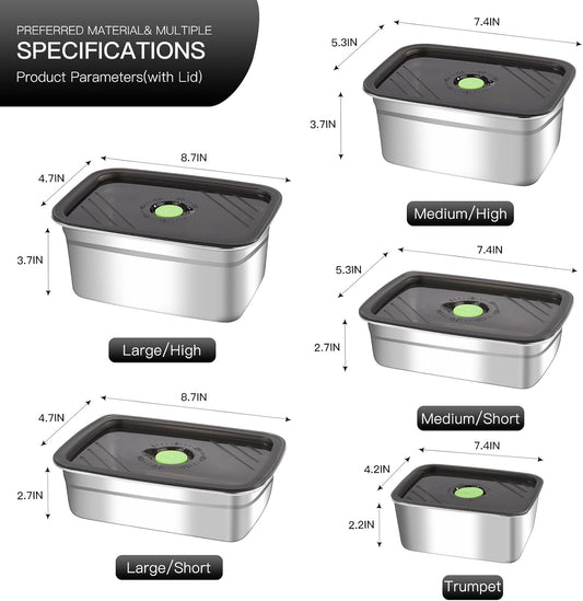 10-Piece Stainless Steel Food Storage Container Set with Airtight Lids - Durable, Eco-Friendly Kitchen Organizers for Freshness & Convenience,Pantry, Dishwasher Safe (Various Sizes)