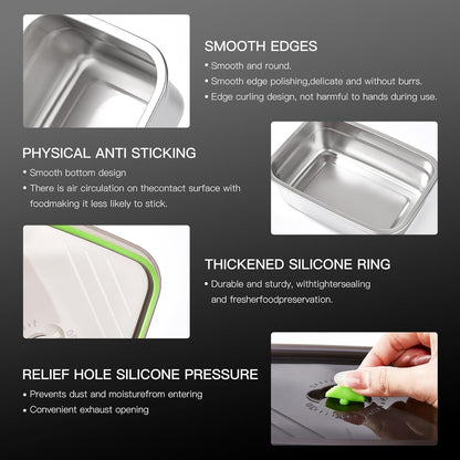 10-Piece Stainless Steel Food Storage Container Set with Airtight Lids - Durable, Eco-Friendly Kitchen Organizers for Freshness & Convenience，Pantry, Dishwasher Safe (Various Sizes)