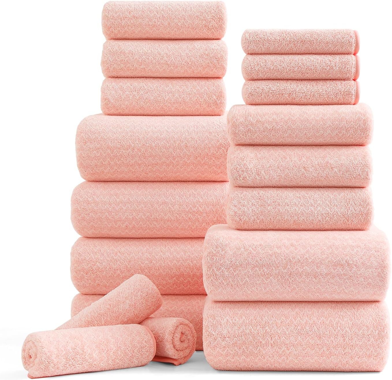 18 Piece Bath Towels Set,100% Microfiber Family Bathroom Towel with Hanging Loops-6 Bath Towels,6 Hand Towels,6 Washcloths,Quick Dry Highly Absorbent Shower Towel for Bathroom,Hotel,Spa-Turquoise