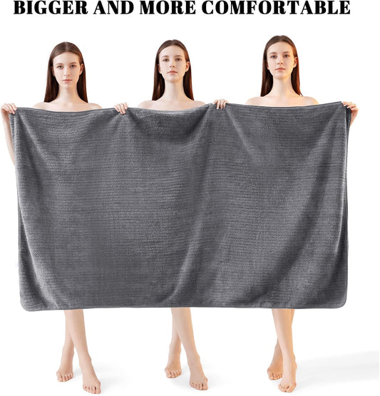Bath Towels Set of 4 Extra Large 35 x 70 Inches,Luxury Thick High Absorbent and Quick Dry Bath Sheet,Ultra Soft Microfiber,Bathroom,Beach,Yoga,Sport,SPA,Fitness (Grey)
