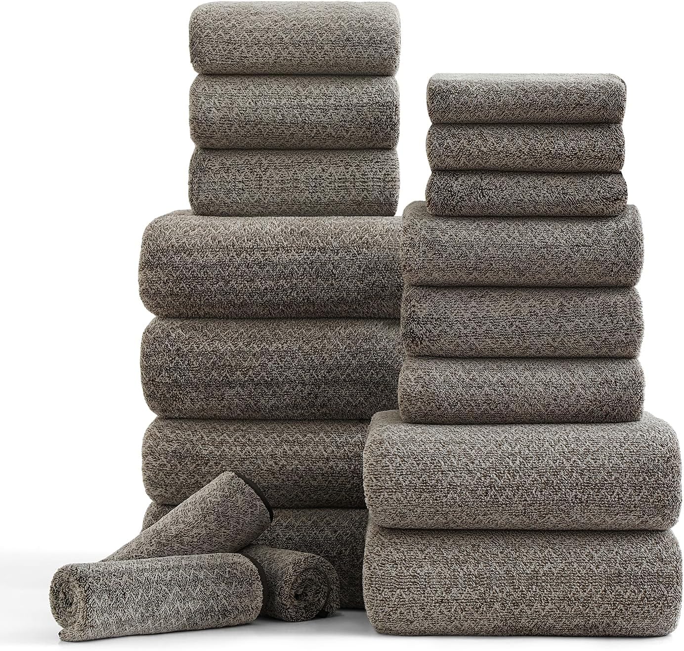 18 Piece Bath Towels Set,100% Microfiber Family Bathroom Towel with Hanging Loops-6 Bath Towels,6 Hand Towels,6 Washcloths,Quick Dry Highly Absorbent Shower Towel for Bathroom,Hotel,Spa-Turquoise