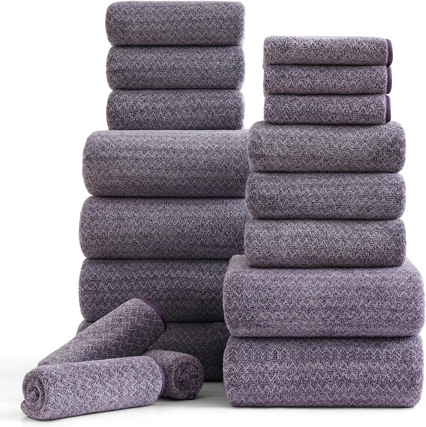 18 Piece Bath Towels Set,100% Microfiber Family Bathroom Towel with Hanging Loops-6 Bath Towels,6 Hand Towels,6 Washcloths,Quick Dry Highly Absorbent Shower Towel for Bathroom,Hotel,Spa-Turquoise